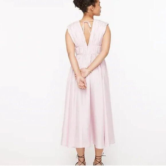 J. Crew Gathered Silk Midi Dress, Pink, Size 12, NWT, Missing Lining - Picture 10 of 10